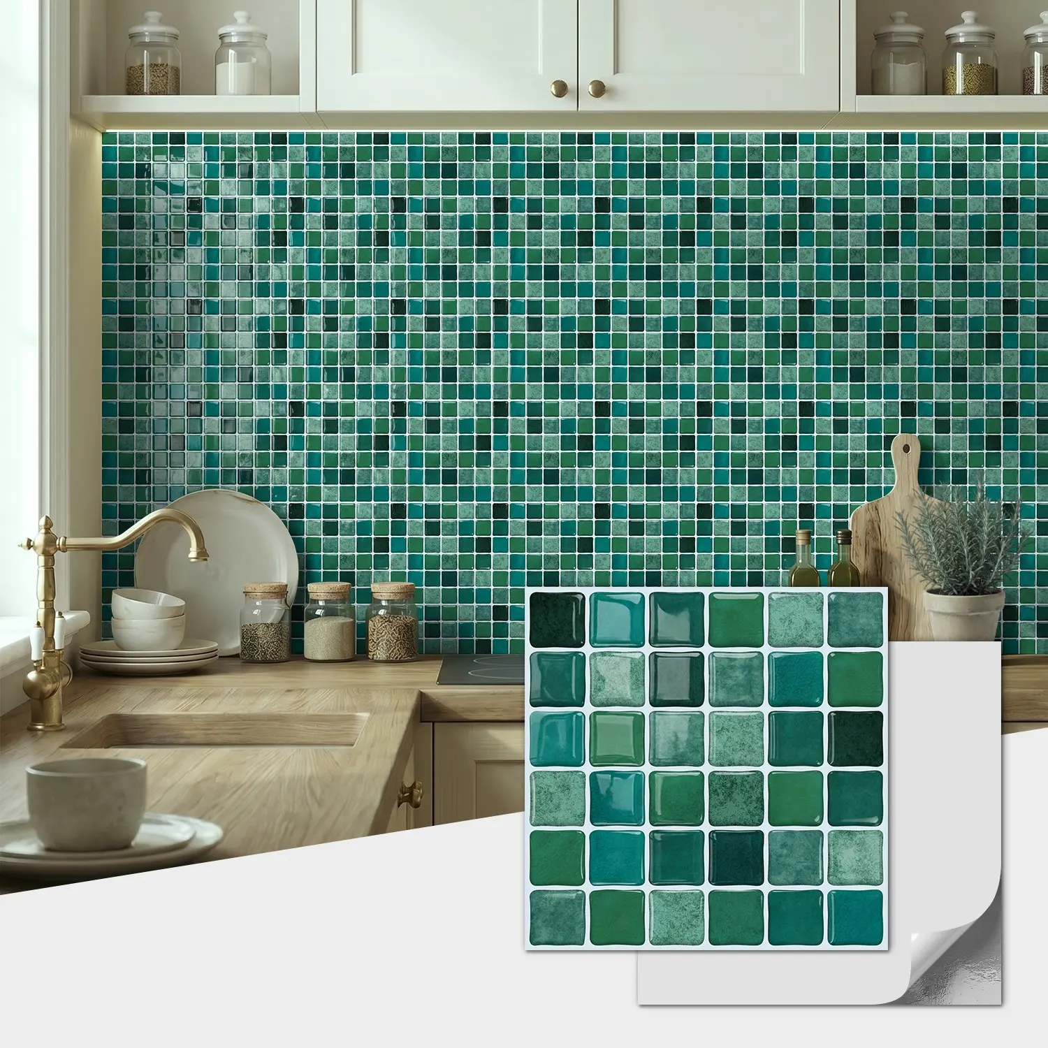 10/20pcs Peel and Stick Tile Kitchen Backsplash Mosaic Stickers, 3D Gel Vinyl, High-Definition, Strong Viscosity, Decorate Kitchen, Bathroom, Living Room