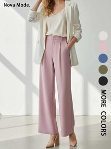 women's solid color button fly pants, casual comfy trousers for daily wear, ladies bottoms for all seasons, baggy pants, minimalist womenswear, wide legged pants, business casual trousers, casual lounge pant