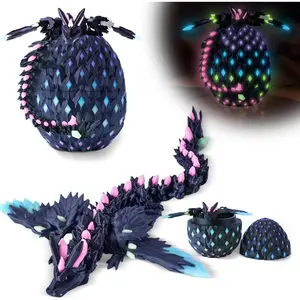 3D Printed Dragon Eggs with Wings Rainbow Glow in The Dark Cool, Articulated Crystal Animals Fidget Toy, Stuff Fun Toy Gifts for Kidsfidget toys