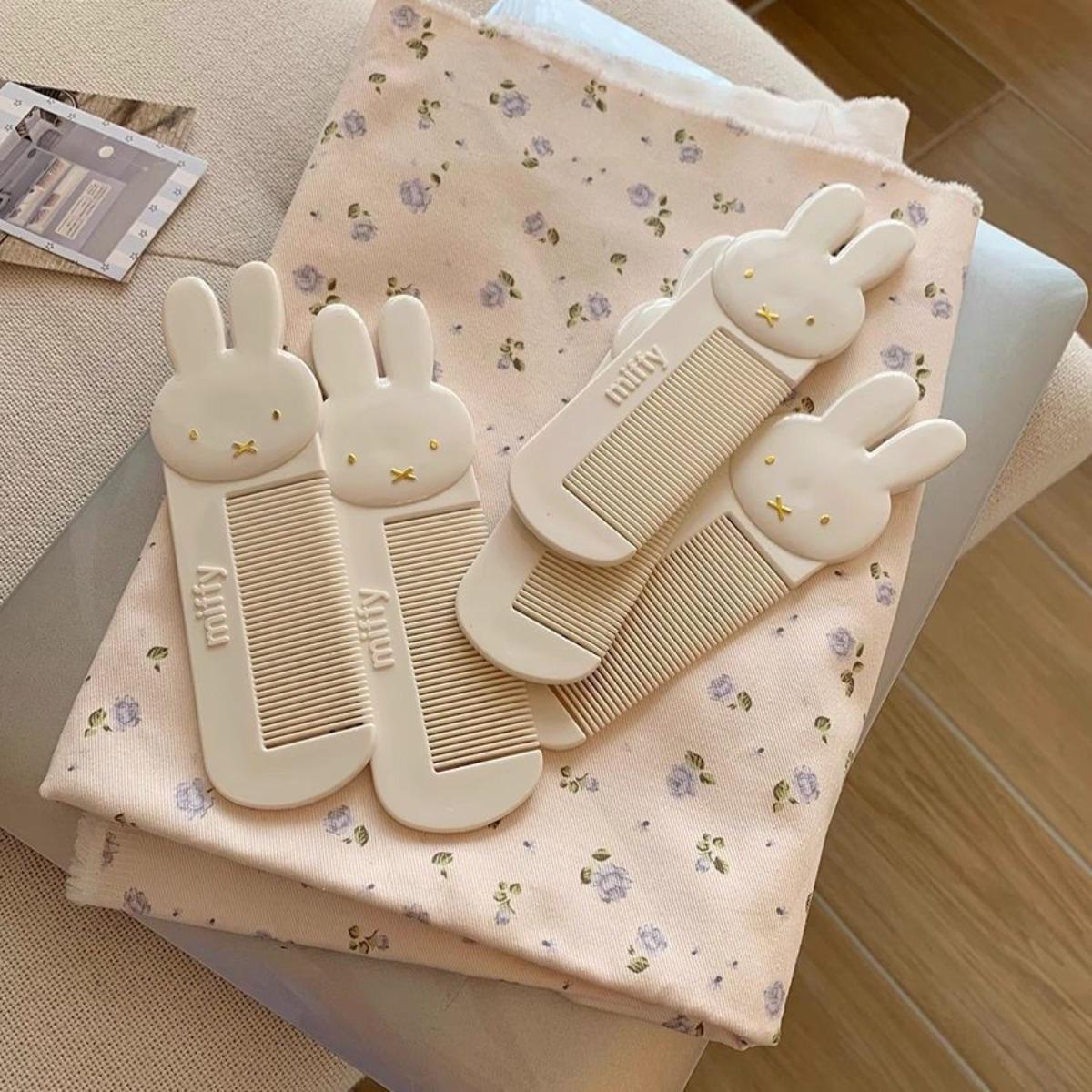 Kawaii Anime Miffy Rabbit Comb Cute Cartoon Portable Pocket Comb Smooth Hair Anti-static Multi-toothed Bangs Comb Gift for Girls