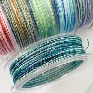 6 Strands Gradient Starry Thread, 50M Large Roll Colorful Braiding Cord, Iridescent Gradient String for DIY Bracelets, Friendship Jewelry & Macrame Crafts
