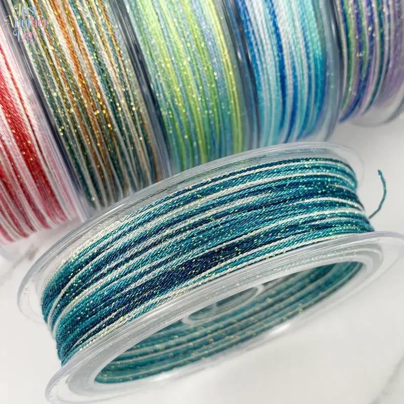 6 Strands Gradient Starry Thread, 50M Large Roll Colorful Braiding Cord, Iridescent Gradient String for DIY Bracelets, Friendship Jewelry & Macrame Crafts