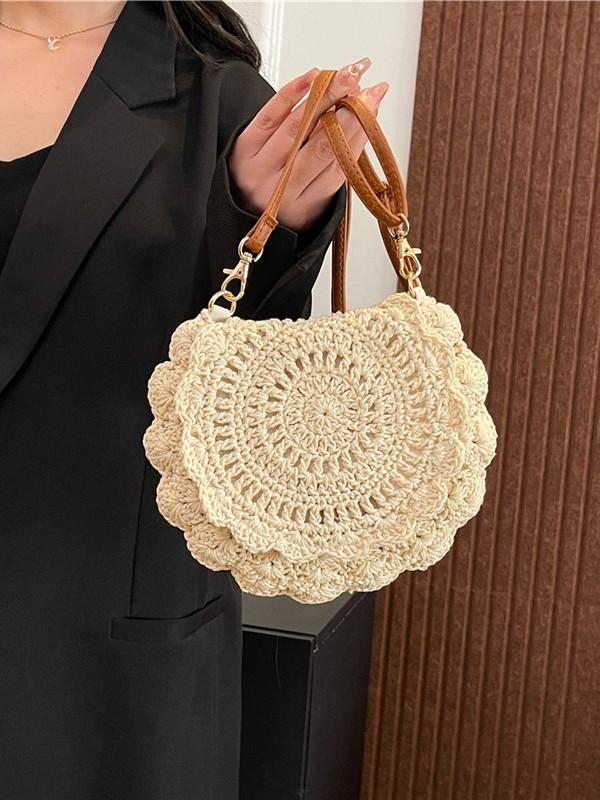 Summer Woven Crossbody Bag for Women, Knitted Saddle Shoulder Bag, Casual Versatile Purse Ideal for Daily Use, Casual Outings & Beach Vacation handbags luxury designer tote real