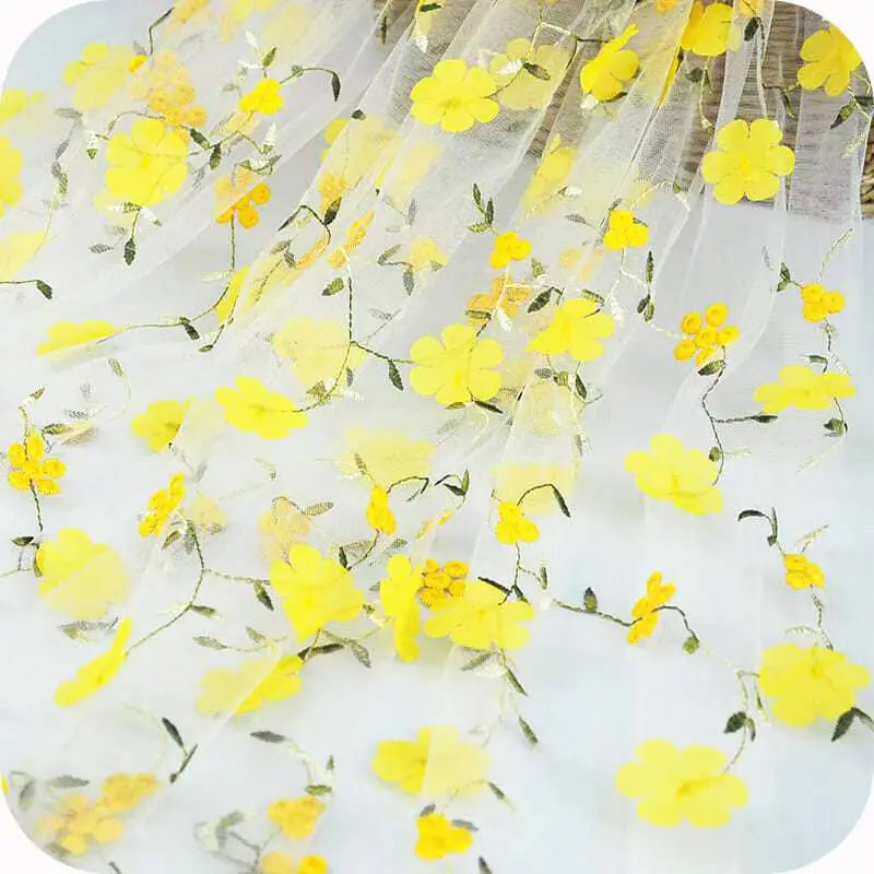 Floral Embroidered Tulle Fabric, Sheer Mesh for Wedding Dresses, DIY Crafts & Curtains