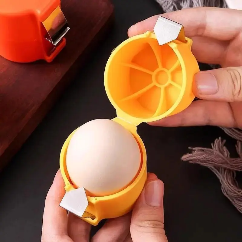 Yellow plastic egg opener, egg cracker tool, egg separator, kitchen gadgets ména