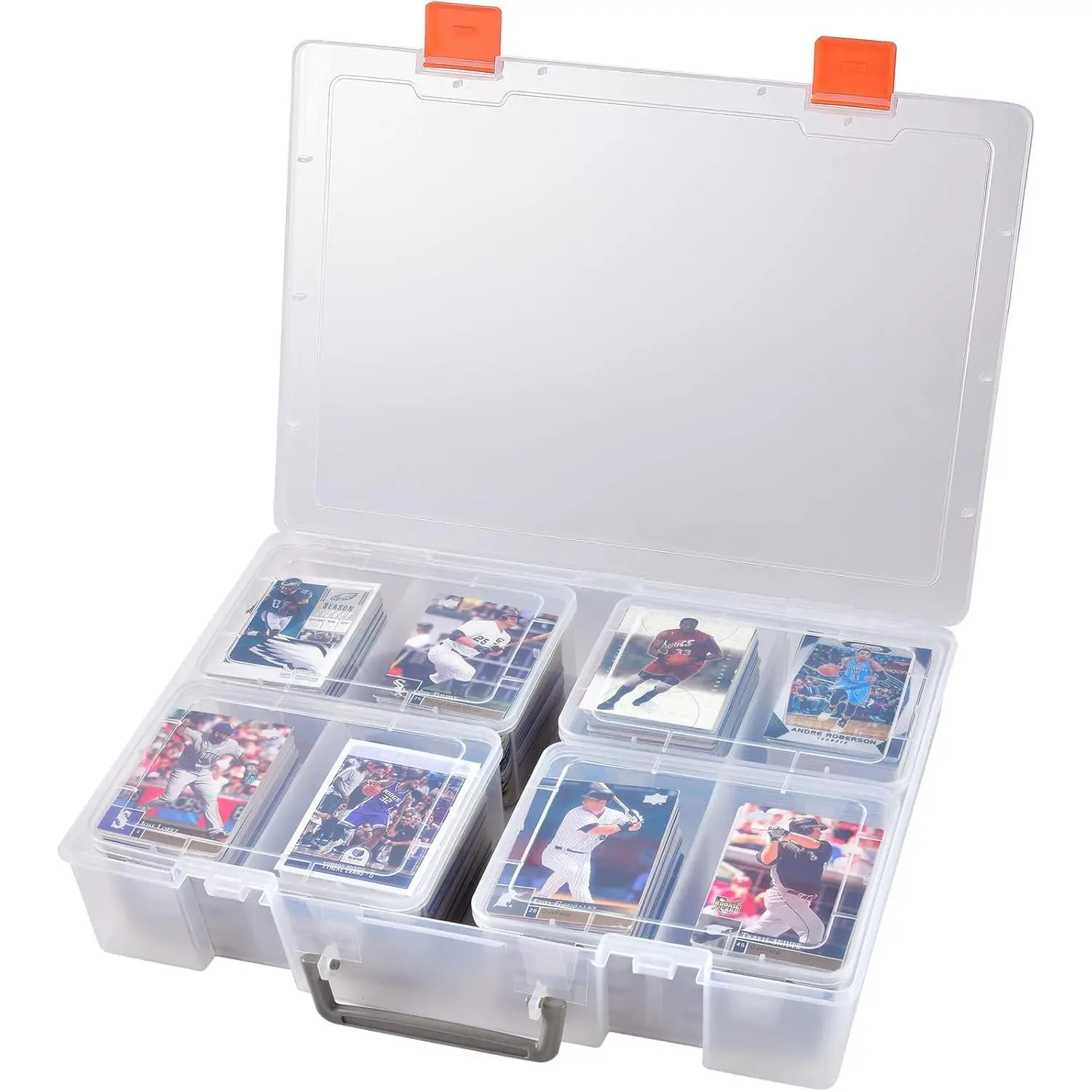 1600+ Baseball Card Storage Box, Sports Cards Holder Organizer Hard Plastic Display Case Compatible with Baseball/Football/for MTG/for PM for Collector (Bag Only)