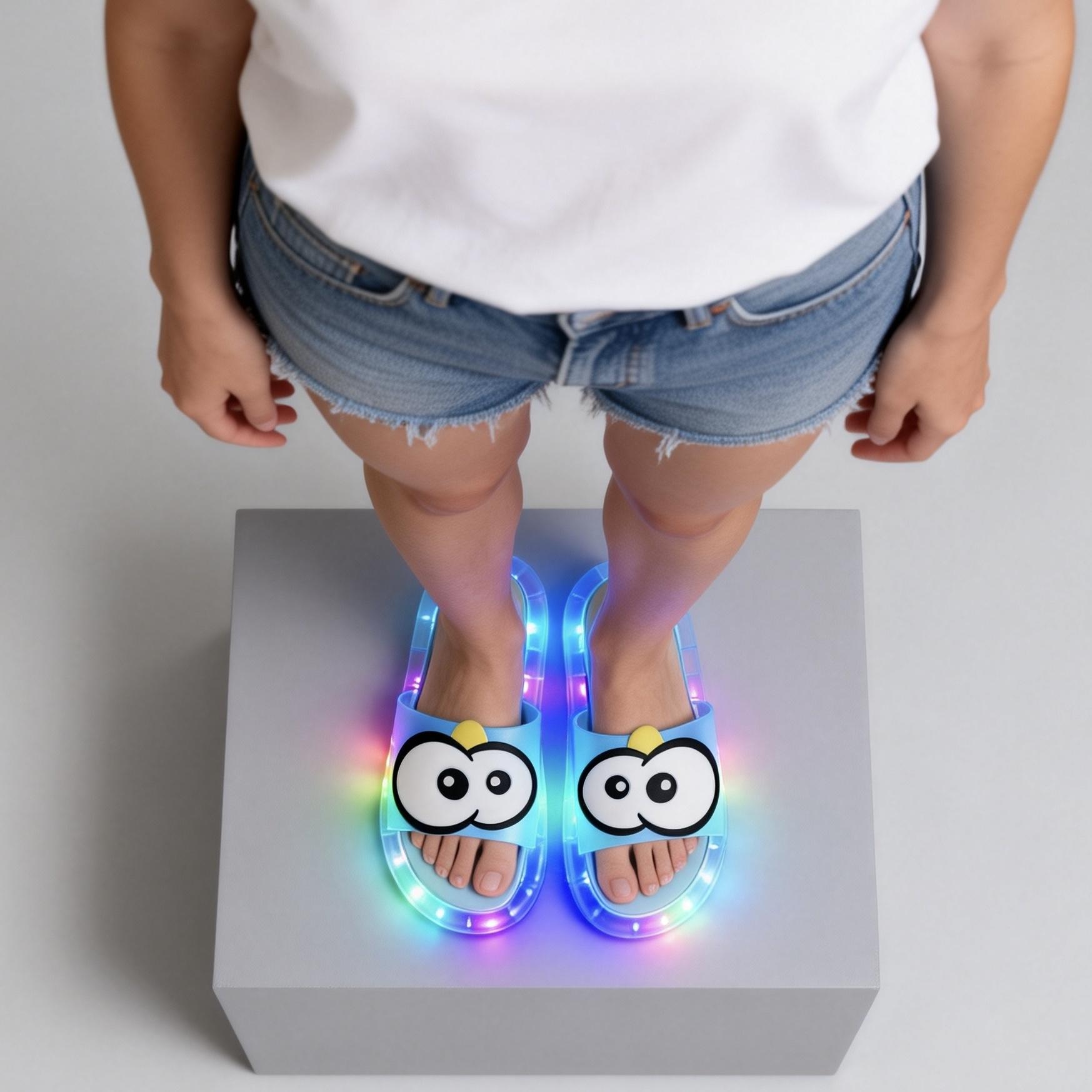 Women's light-up slippers LED Light Up Slippers for Adults with Heel Activated Auto Flashing Color Changing Glowing House Shoes Fun Gift for Men Women Couples Party Wear Cute Cartoon Slippers Women's LY299
