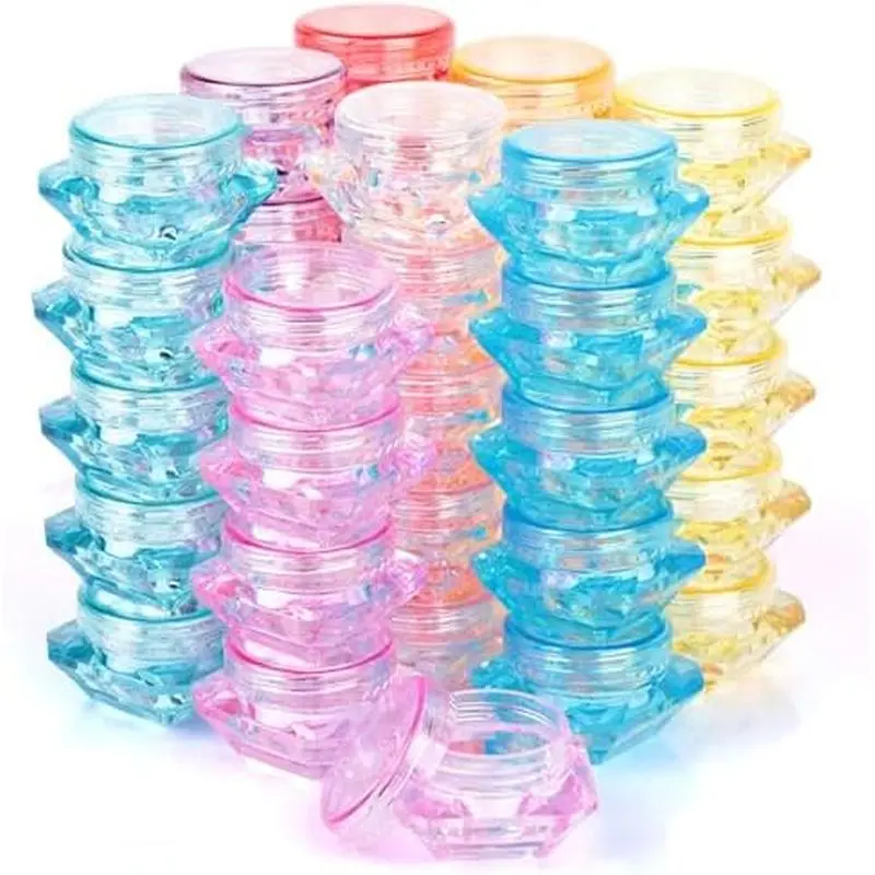 40Pcs Cosmetic Containers,3 Gram (8 Colors, 3ML) |   Sample Empty Container Plastic Travel Pot Jar, for Eye Shadow Nails Powder Jewelry Earrings Lotion Cream