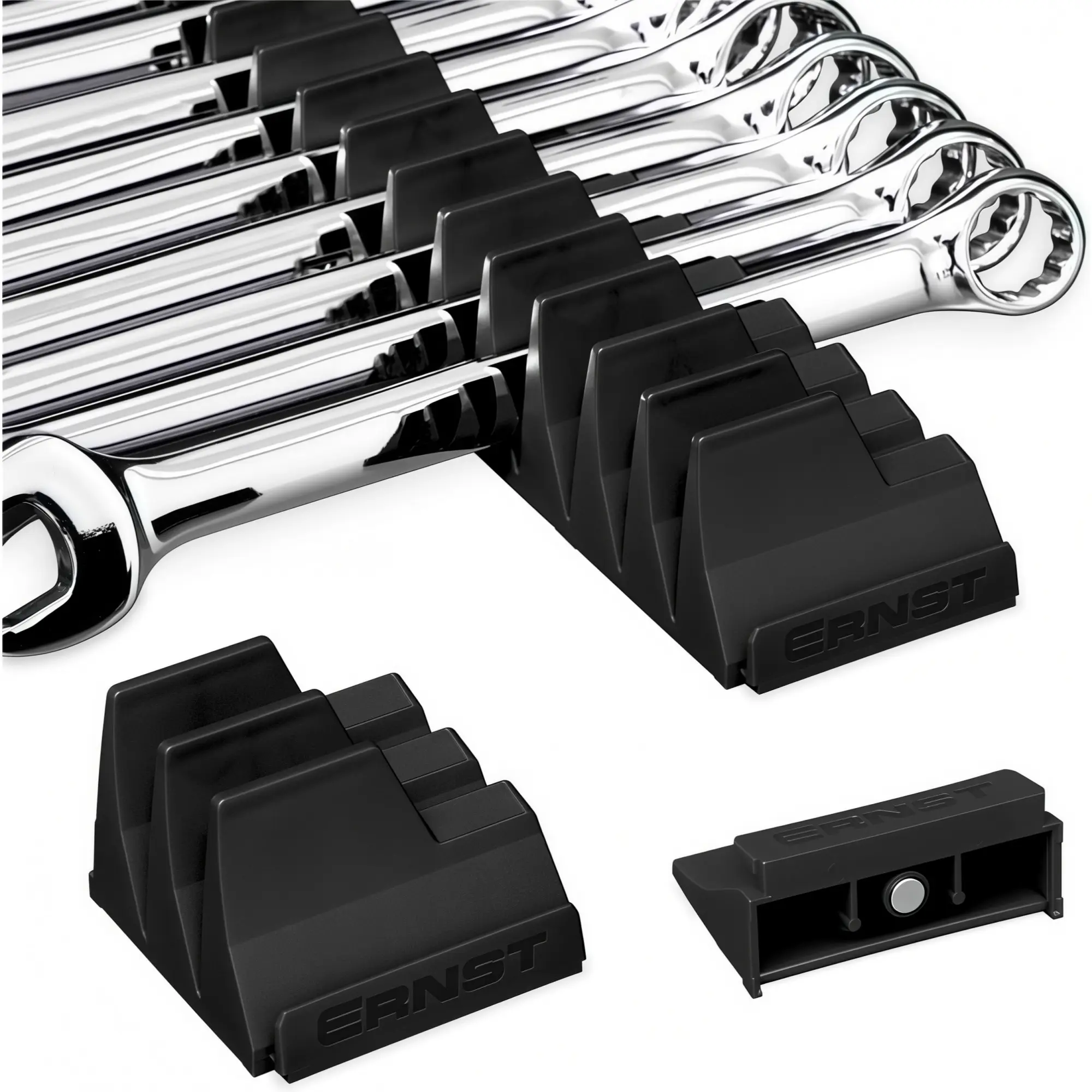 Magnetic Base Modular Wrench Organizer Rack, Suitable for 40 Tools, Durable Storage Solution, Space-Saving Design, Easy Access