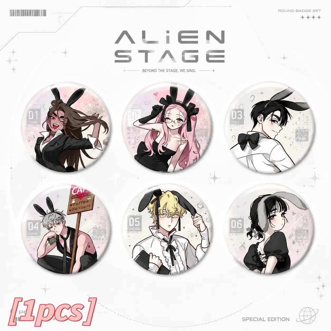 2026 New Alien Stage Anime Pin, Dual Flash 7.5cm Round Tin Badge, Cute Cartoon Characters, Backpack Accessory, Fashion Gift for Fans