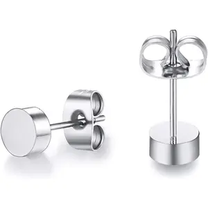 Stainless Steel Rose Gold Plated Minimalist Tiny Pearl Circle Dot Round Ball Stud Earrings Jewelry For Women