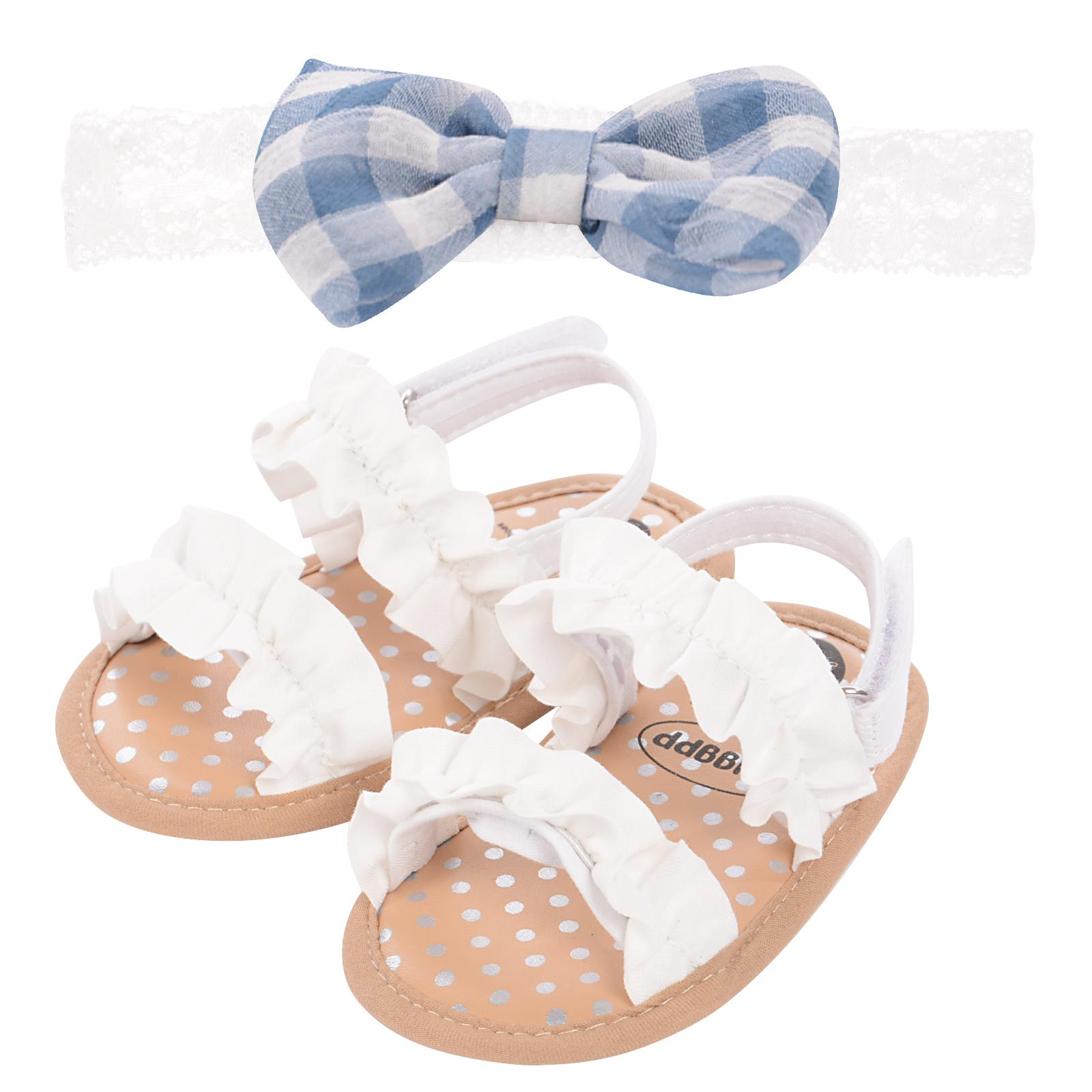Baby girl summer sandals, non-slip soft-soled ruffle flats, toddler shoes