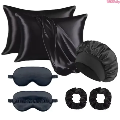 6pcs Satin Silk Hair Care Set, Pillowcase + Satin Bonnet + Hair Band, Anti-Frizz, Heatless Styling Tool, Suitable for Curly Long Hair