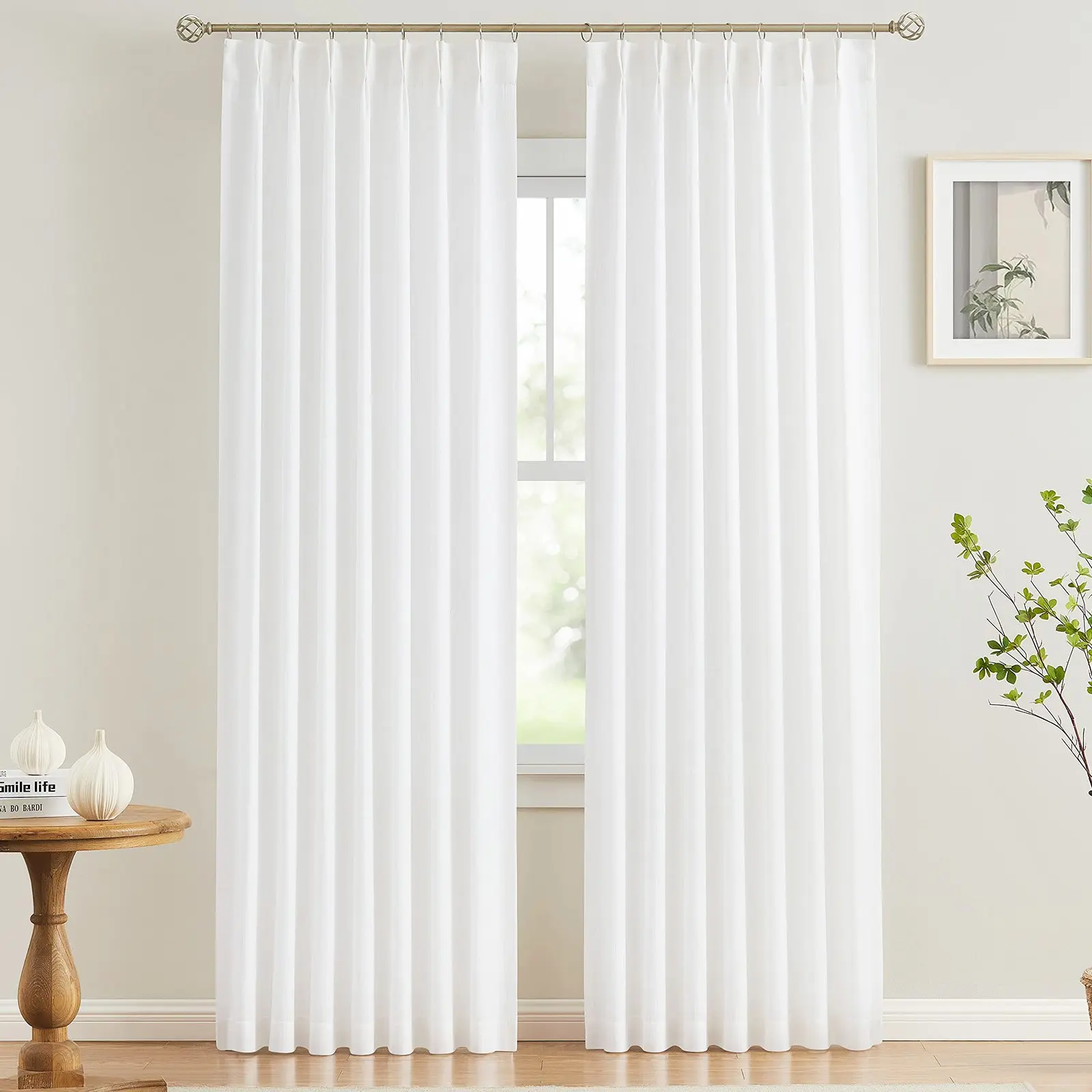 VEVOR Sheer White Window Draping, 2 Panels Set, Each 42" W x 84" L, Dual Rod Pocket Installation, 100% Polyester Curtains for Bedroom, Living Room