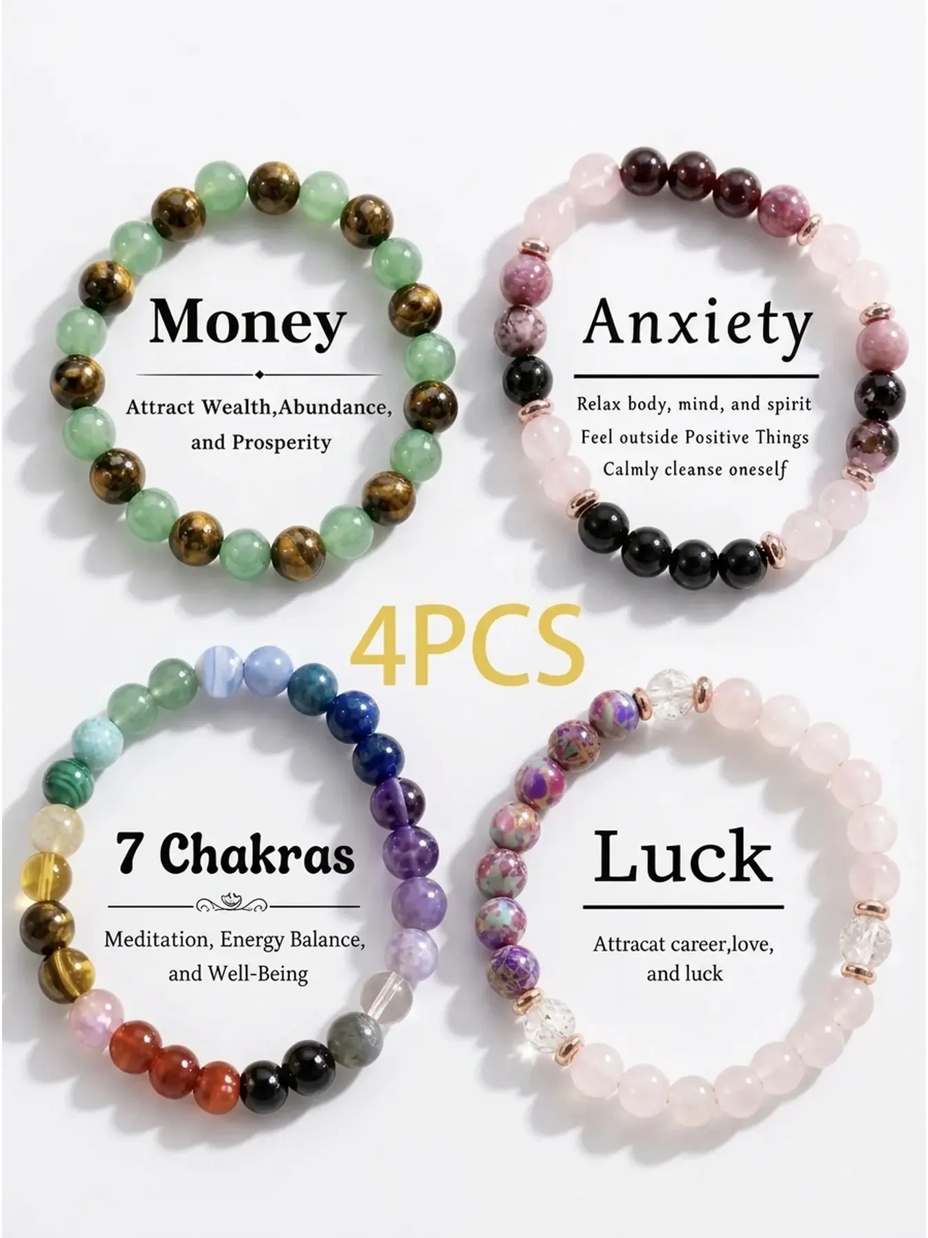Money Attraction Bracelet with Green Aventurine & Tiger Eye - Blue Friendship Crystal Bracelet Beaded Jewelry Protection Bracelet Encouragement Gift For Her Fashion Artificial Bracelet Daily Wear