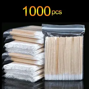 1000pcs Tattoo Micro Wood Cotton Swabs, Eyelash Microblading Cleaning Sticks, Cosmetic Cotton Brush Buds, Precision Application Tool