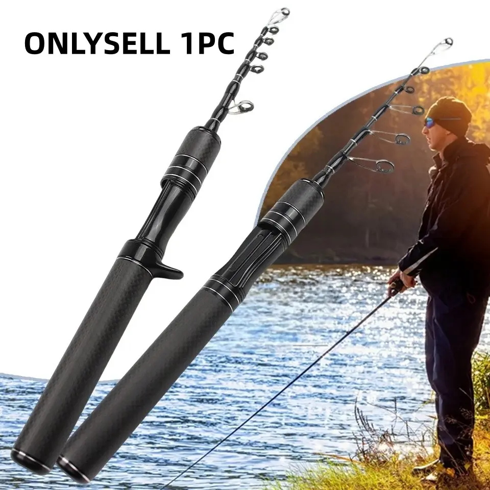 Telescopic Carbon Fiber Fishing Rod, Portable Travel Fishing Rod, Fishing Poles, Telescopic Rods, Ideal for Rivers, Lakes, Reservoirs, Ice Fishing, Lightweight Design