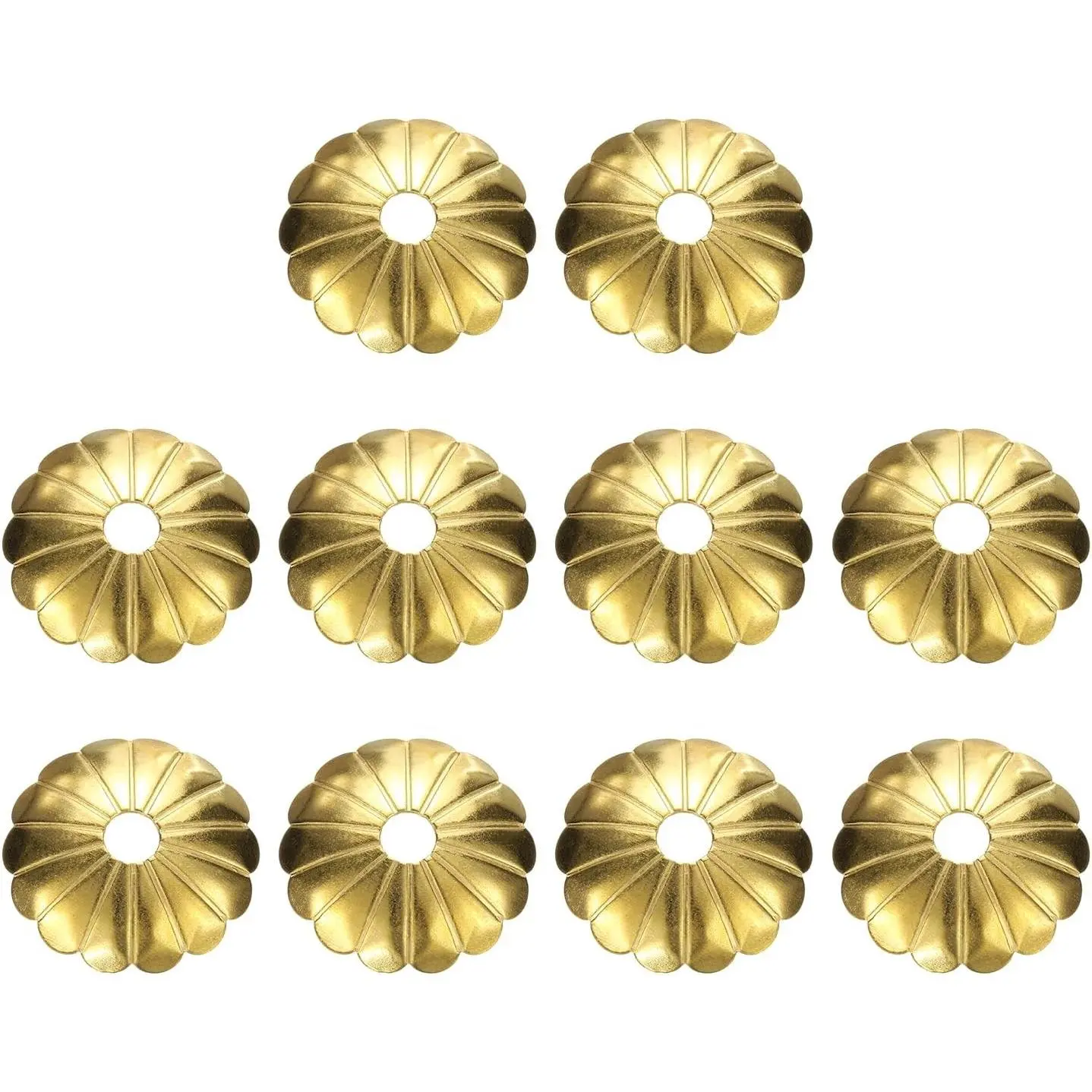 uxcell 10Pcs Brass Tone 1.18In Drum Plum-Shape Radial Cabinet Knob Backplates, Classical Decorative Washers for Cabinet Drawer Doors Hardware