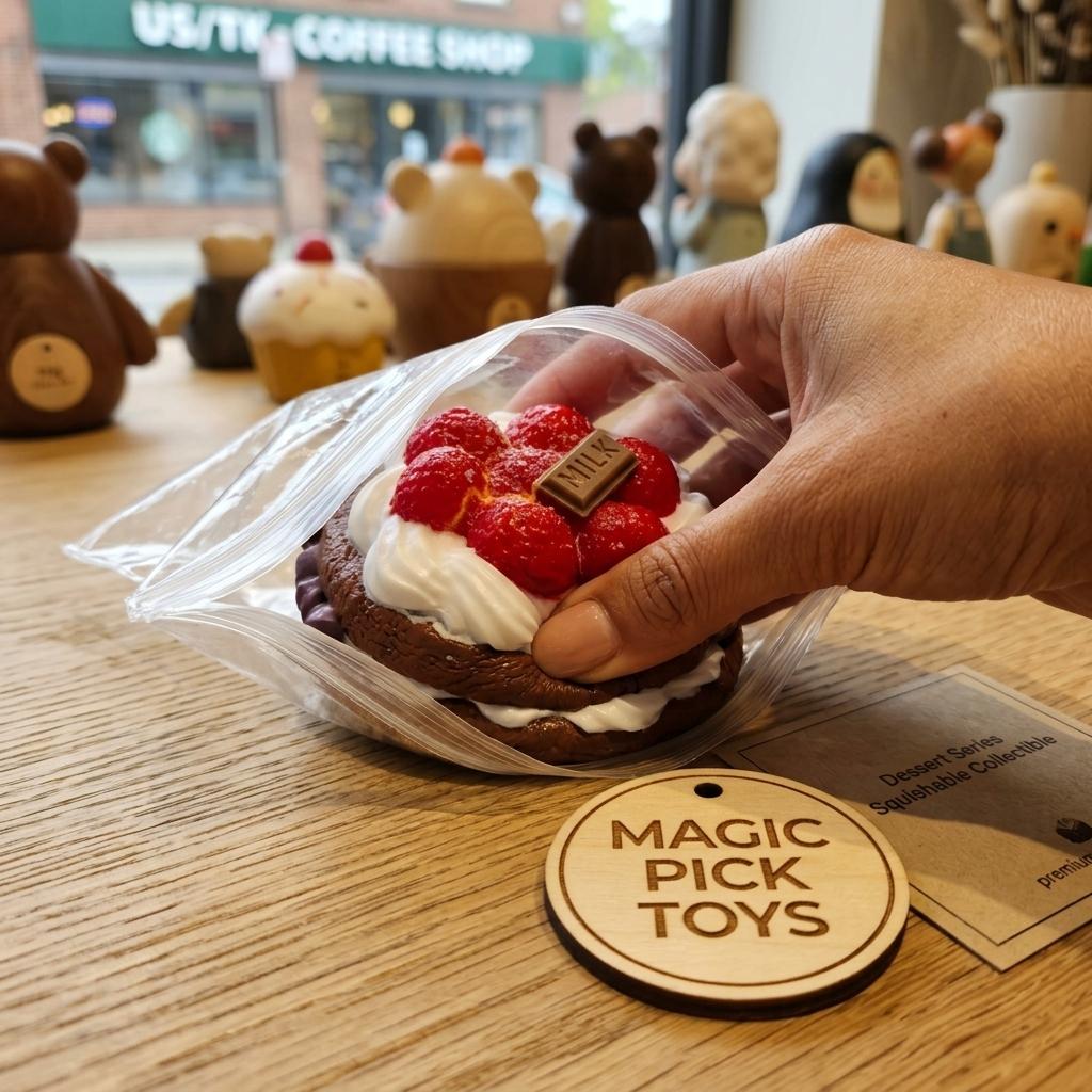 Final Sale | Chocolate Raspberry Tart Squishy |  Food-Grade Silicone Slow-Rising Rebound Squishy Fidget Toys for Stress Relief - Soft Squeeze Toys with Thick Creamy Slime Texture, Handmade Non-Toxic Sensory Toys