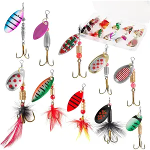 10 count Inline Spinner Fishing Lures with Tackle Box | 10 count Metal Inline Spinners, Flash Spoon for Freshwater or Saltwater Trout, Bass, Walleye, Salmon and Pike, Swim or Jig