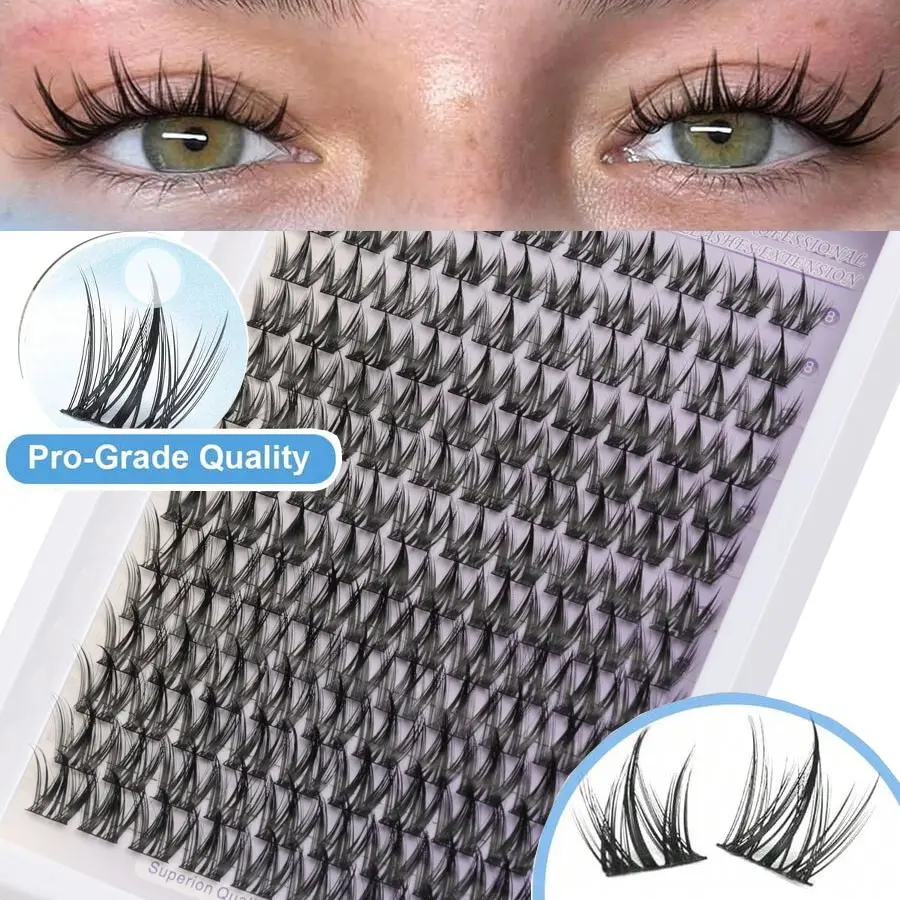 Eyelash Cluster Manga Eyelash Cluster Spike Cluster Eyelash Grafting 140 pieces 10-16MMC rolls Single eyelash Thick Anime Eyelash Cluster Thin Strap Cosplay Eyelash DIY at Home (Cute) Black Beginner's Use Easy to Carry Spiky Eyelash Clusters