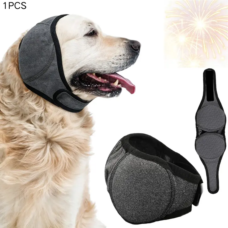 Waterproof Soundproof Dog Ear Muffs, Elastic No Flap No Shake Pet Ear Wrap with Sound Blocking Pads, Noise Reduction Calming Ear Cover Hood for Dogs, Ideal for Bathing Grooming Swimming Fireworks and Thunderstorm
