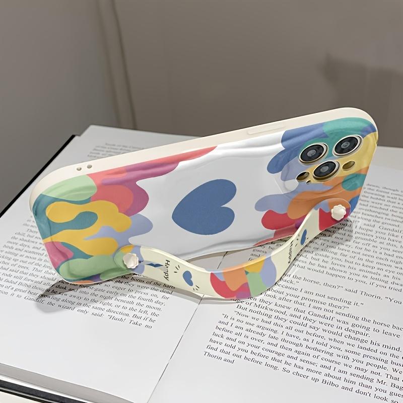 Cream Pattern Wristband for iPhone 17 Pro Max/16/15/14/13/12/11 Happy Design Graffiti Phone Case with Colorful Hearts and Bubbles Cream Pattern Wristband for iPhone 17 Pro Max/16/15/14/13/12/11 Happy Design Graffiti Phone Case with Colorful Hearts and Bubbles
