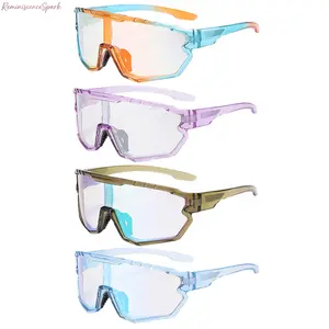 4 Pack Unisex Photochromic Cycling Sunglasses, UV400 Anti-Glare Windproof Sports Goggles with Auto Color Changing Lenses, Ideal for Cycling, Running, Golf & All Outdoor Sports