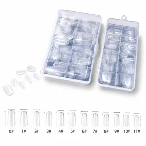 Almond Fake Nail Tips, 120/240pcs Clear Short False Nail Tips, Full Cover Soft Gel Artificial Fingernails for Gel Acrylic Nails Extension, Nail Kit, Nail Extension Set