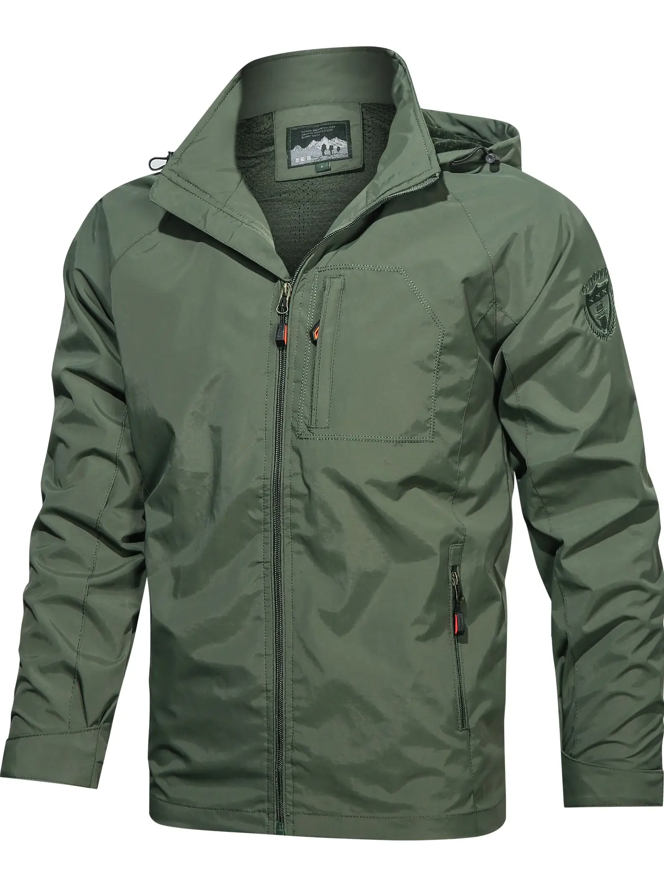 Spring Autumn New Outdoor Fishing Hiking Jacket, Outdoor Sports Outerwear, Breathable Lightweight Men's Hooded Workwear, Detachable Hat, Plain Color, Versatile