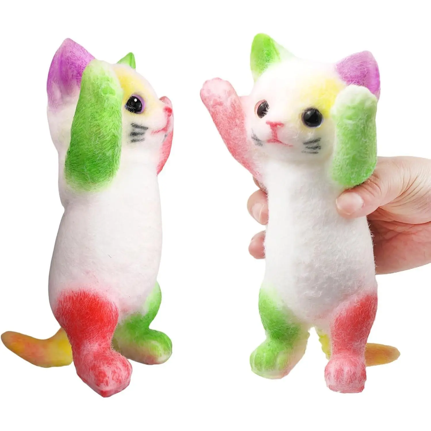 Big Hand Painted Cat Squishy Toys，Large Cute Ultra Soft Kitty Squeeze Fidget Toy for Stress Relief,Kawaii Squishies Sticky Animal Toy for Adults Kids,Decompression Sensory Balls Toys for Autism