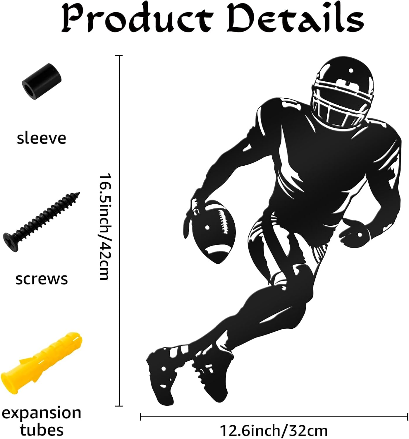 Football Wall Decor, Metal Football Sign for Boys Room, Football Decorations for Locker Football Wall Art