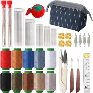 76PCS Big Eye Stainless Steel Sewing Needle & Thread Kit with Scissors Seam Ripper Threaders Measure Tape Thimbles, Suitable for Home Use, Moms, Beginners, Travelers