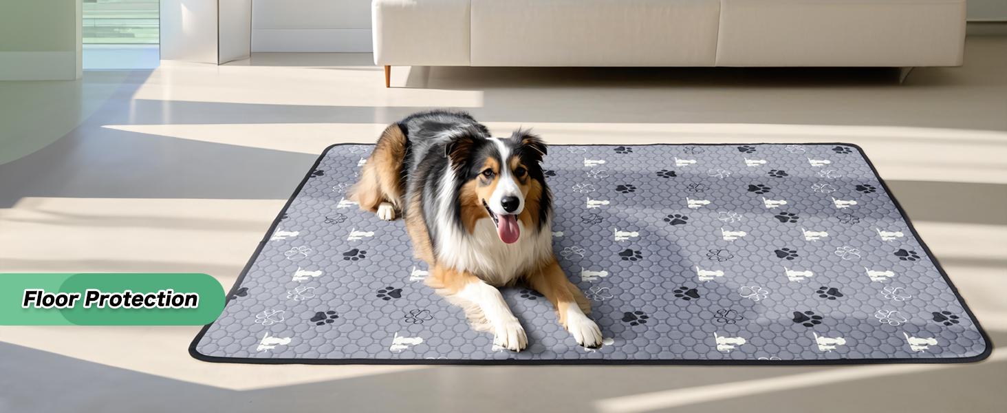 Washable Pee Pads for Dogs, 4 Pack Absorbent Reusable Training Dog Pads Pet Puppy Pads, Non-Slip Potty Pads for Whelping, Playpen, Crate, Bed, Grey 18"x24"