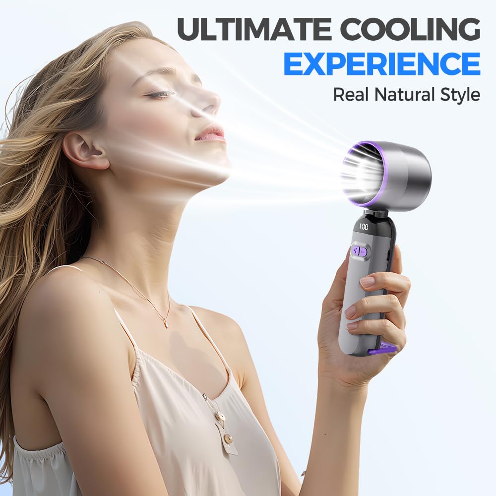 Portable Handheld Fan, USB Rechargeable Mini Turbo Fan, Handheld Cooling Fan, Adjustable Cooling Fan, Desk & Neck Fan Cooling Ice Fan, Portable Handheld Fans for Outdoor, Travel