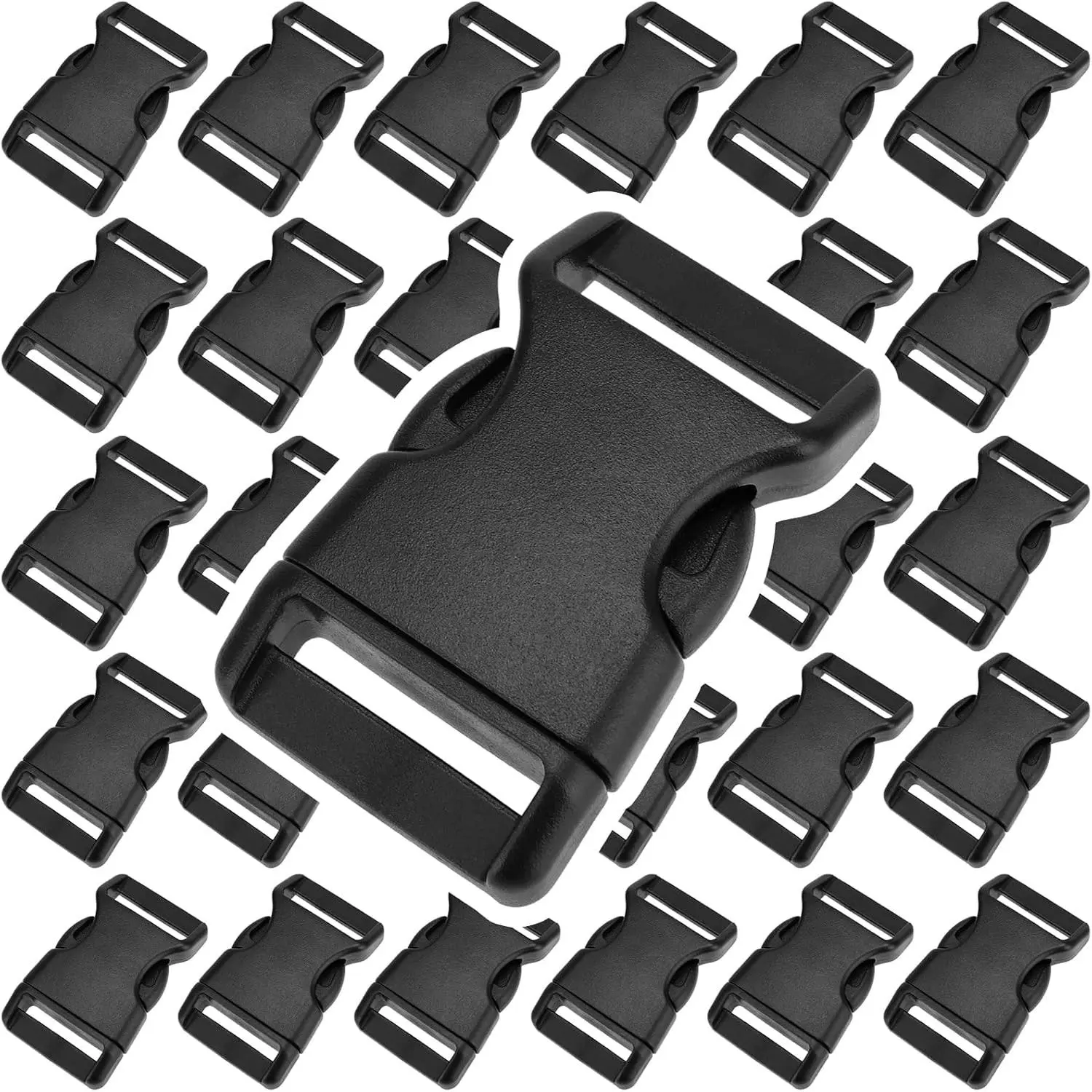 50 Pack 1 Inch Plastic Buckle Clips, Paracord Bracelets Buckles, Plastic Side Release Buckles, Quick Release Parachute Buckle for Backpacks, Straps, Belts, Collars