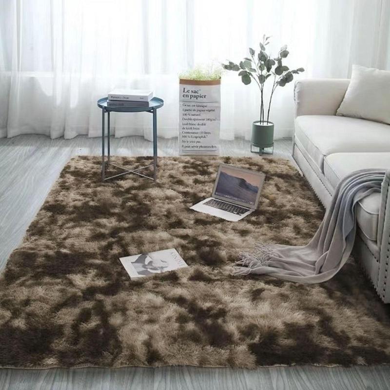 Ultra Soft Silk Wool Solid Color Flocking Carpet, Long Hair Rug for Living Room Coffee Table Bedroom Window Seat Home Bedside Mat Floor Pad, Shaggy Fuzzy Rugs