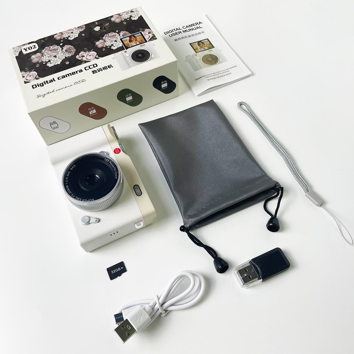 180° Degree Flip Cover, 1080P Pixel Fashion Retro Style, Multiple Filters Included, Comes with Storage Bag & 32GB Memory Card Reader, Electronic Portable Camera