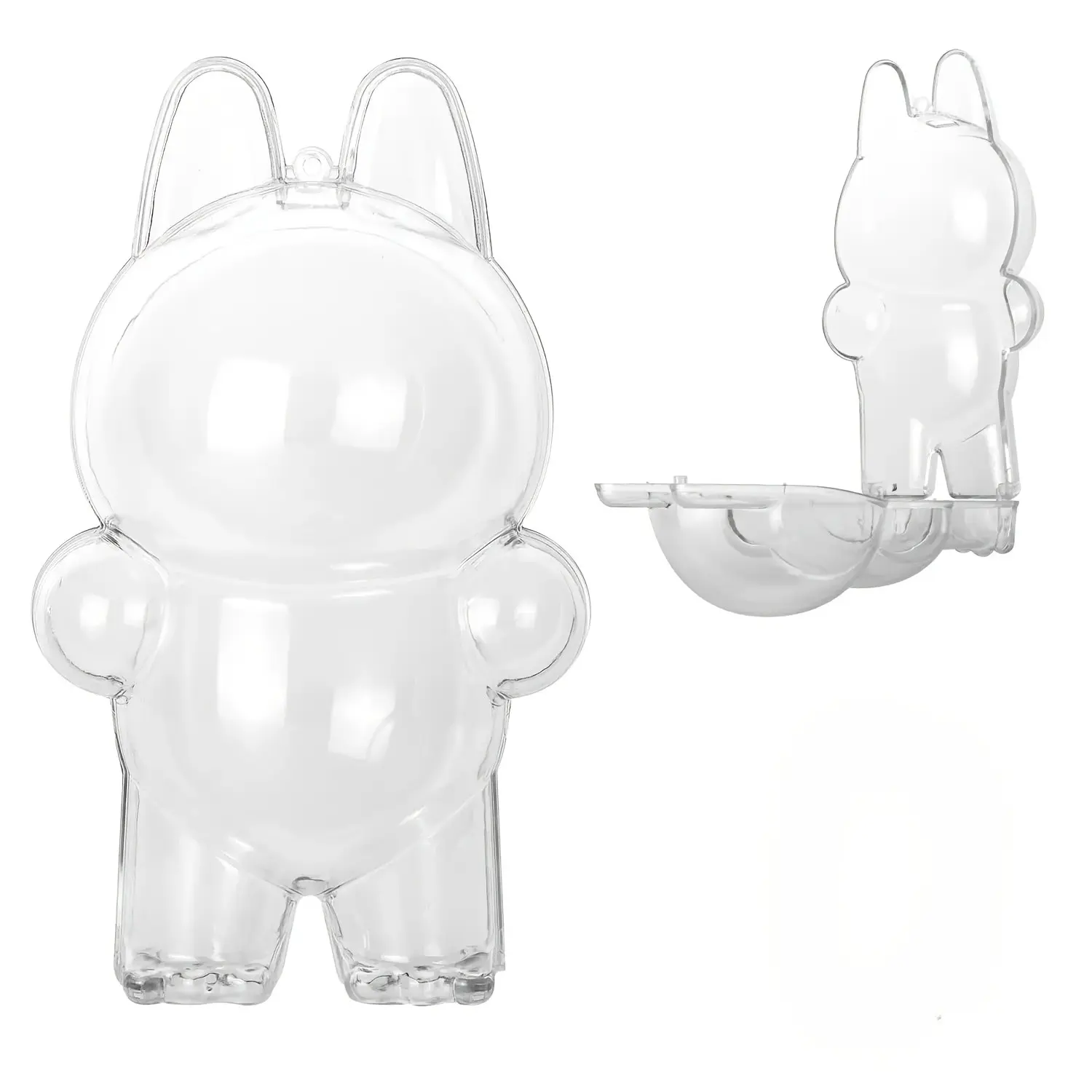 Clear Protective Case for 17cm Labubu Plush Doll, Transparent Flip Cover, Dustproof Scratch-Resistant, Full Body Protection, Gift for Fans