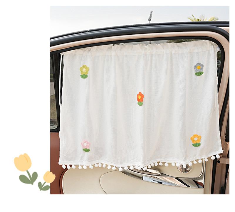 Car sunshade curtain for summer, fresh floral design, car sunshade curtain, interior sun protection and privacy curtain