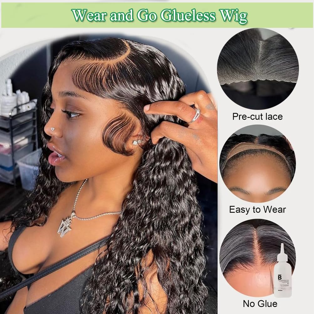 Bling Hair Glueless Wig Human Hair Deep Wave 6x4 5x5 Pre Cut Lace Wig Human Hair Ready To Wear Lace Closure Wigs for Women 13x4 13x6 Transparent Lace Front Wig #TikTokShopFallDealsForYou #TikTokShopHolidayHaul