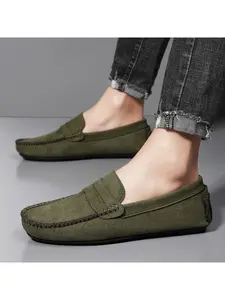 British-style tassel suede leather shoes for men, breathable slip-on genuine leather summer loafers, suede casual loafers, 2026 new model, large sizes 39-47