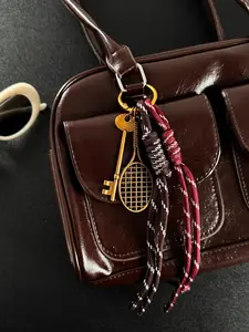 Meadow Vintage Tennis Racket Bag Hook, Academic Style Braided Rope Keychain, Unique Accessory for Fashion Enthusiasts