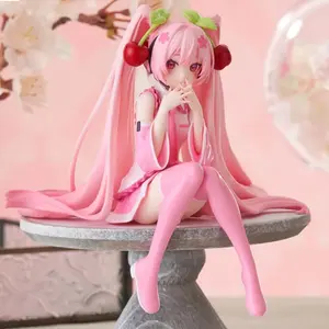 11cm Cute Pink Hatsune Miku Vocaloid Collectible Figure Cherry Blossom Themed Model Toy for Fans