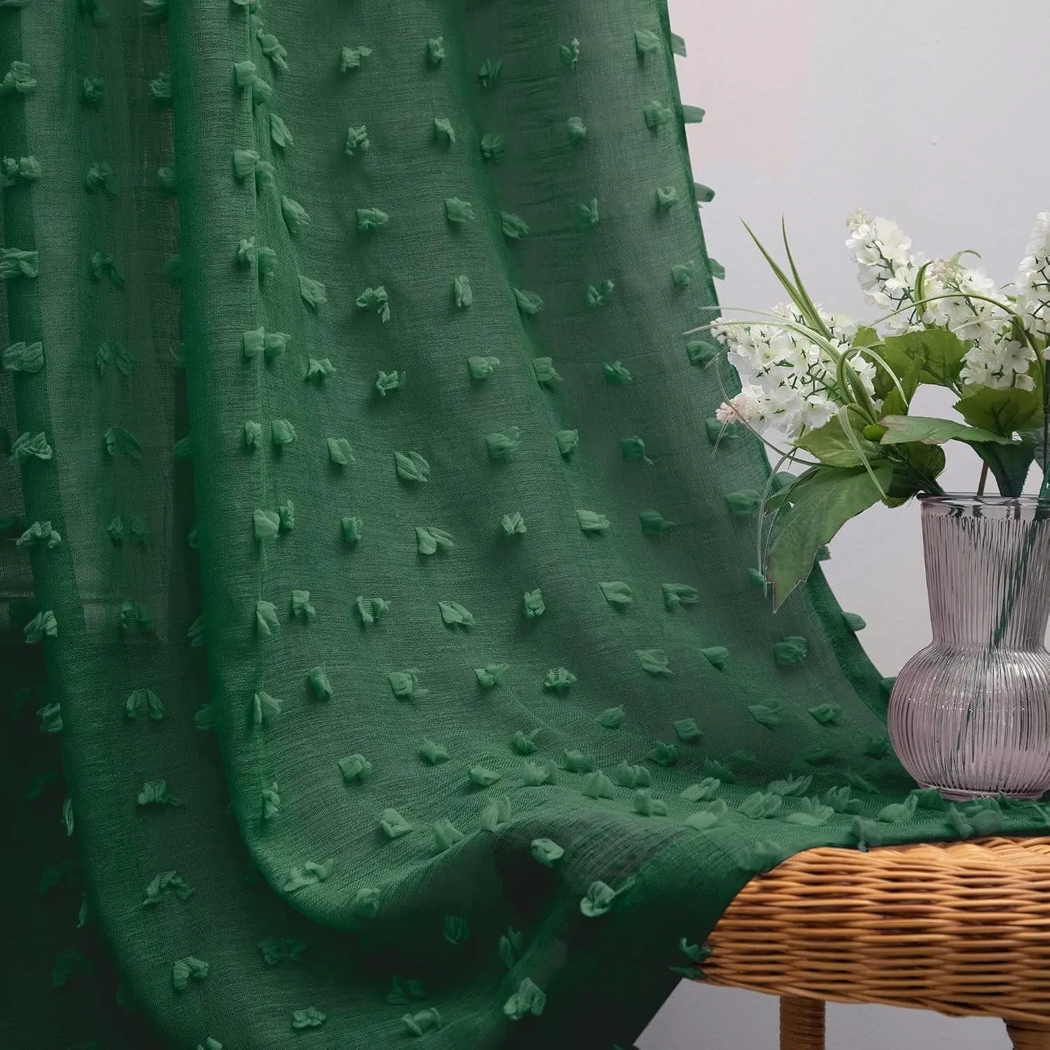 Dark Emerald Green Curtains for Living Room 96 Inch Long 2 Panel Set Sheer Vintage Moody Curtains for Bedroom Dining Room Cortinas De Navidad para Sala Navideñas
