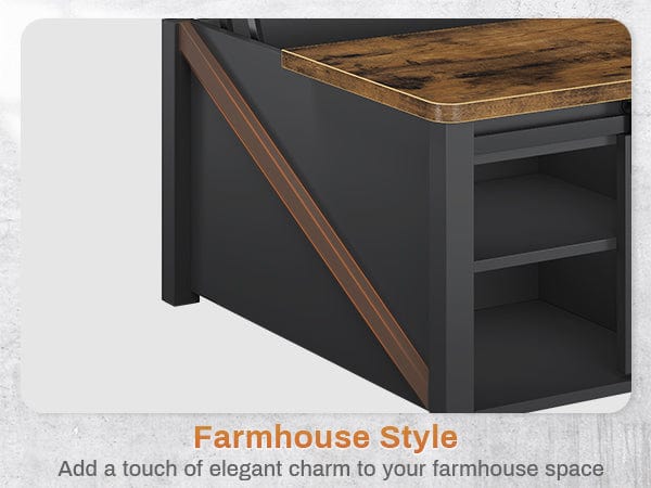 31.5 Inches Lift Top Coffee Table with Hidden Storage Black