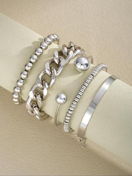 5-Piece Fashion Chain Style Open Cuff Bracelet Set for Women, Ideal for Holiday Gifts, Perfect for Dates and Parties