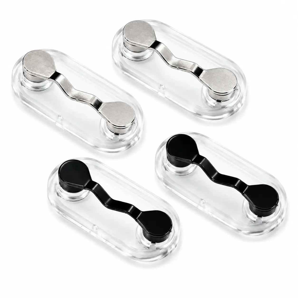 2 Pack Magnetic Eyeglass Holder Clips, Stainless Steel Black Glasses Fastener, Portable Eyewear Storage Clip for Sunglasses, Reading Glasses & Earphones