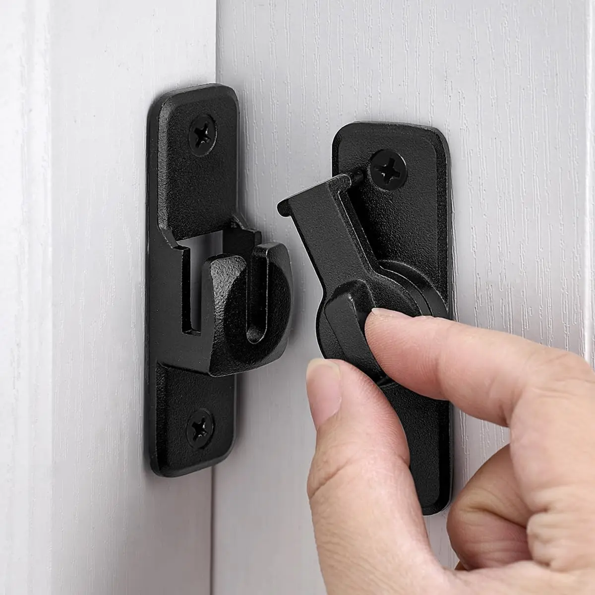 Matte Black 90/180  Barn Door Latches,Flip Gate Latches Hardware,Zinc Alloy Door Lock Latch,Door  Sliding Door Latch Lock for Cabinets,Bathroom, Barn & Garden