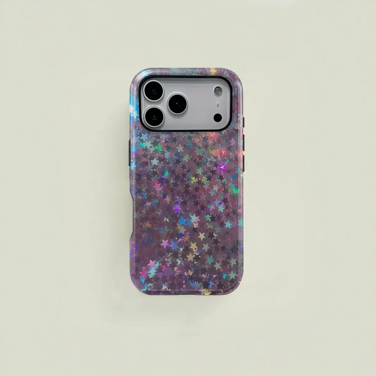 Phone Case - Rainbow Laser-Cut Sparkling Star Pattern Protective Case, Sturdy And Durable 2-In-1 Case, Compatible with Iphone 17/16/15/14/13/12/11 Pro Max/Plus/Pro, Samsung Galaxy S25/S24/S23 Ultra Series, Easy And Stylish Phone Case